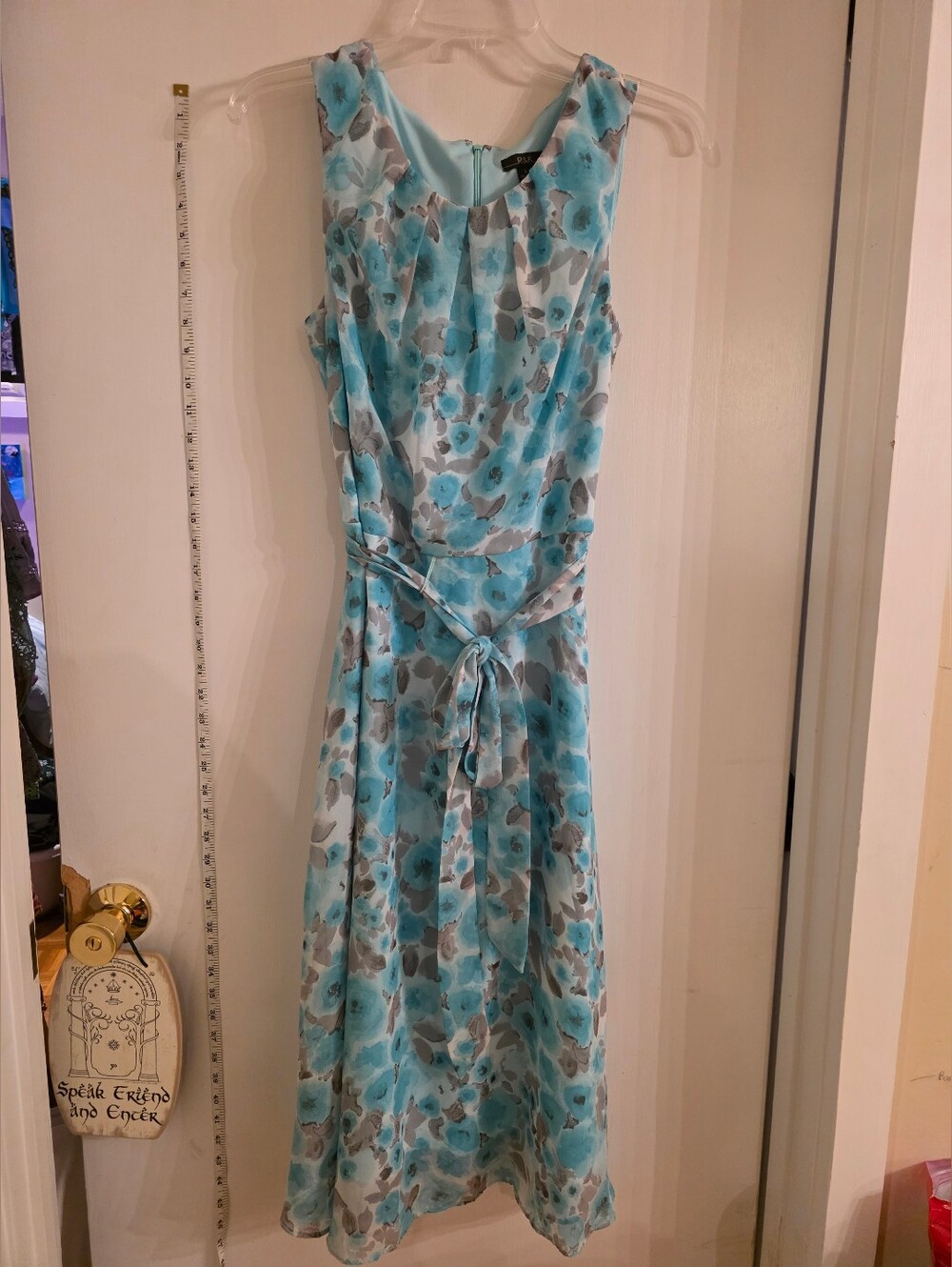 Floral Sleeveless Ombre Midi Dress - Mint Blue